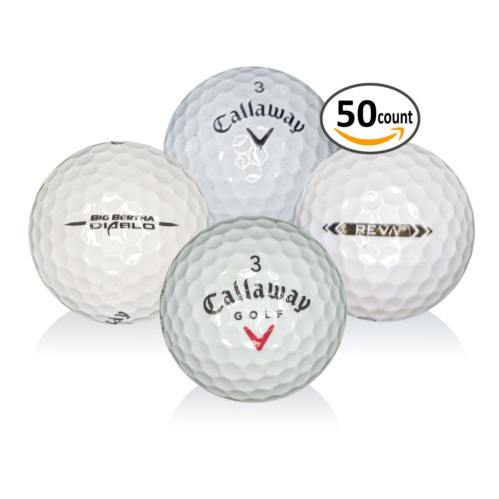 Afford-A-Ball Golf. (50 Pack) Recycled for Callaway Miscellaneous Mix. White Golf Balls. Eagle and Birdie Condition (Mint,5A / Near Mint, 4A). Golf Supplies for Men & Women. Best Budget Golf Balls.