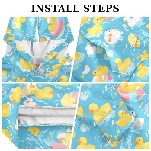 KLL Rubber White Ducky Boys Girls Sweatshirts Sweater Long Sleeve Pullover Top Streetwear Kangaroo Pocket3