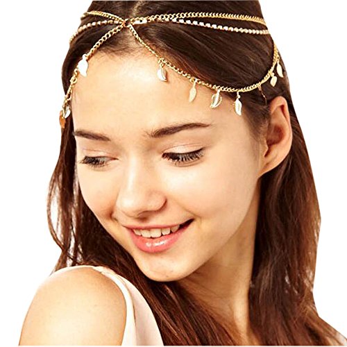 Gracewedding Mujer Fashion Cabezal de Metal Cadena joyería Diadema para la Cabeza Pelo Banda