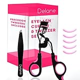 Premium Eyelash Curler with Precision Tweezers Plus Bonus Pad Refills for Beautiful Eyelashes