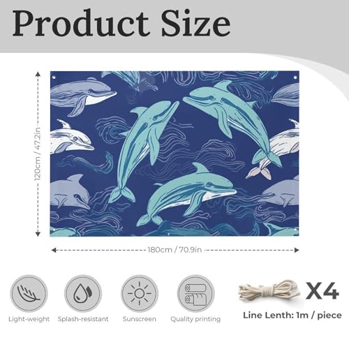 Drapeau dauphin en polyester durable et bannières résistantes aux intempéries