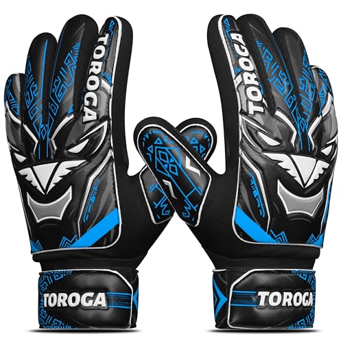 GRIPKNOX Goalie Gloves for Boys (Blue, 6)