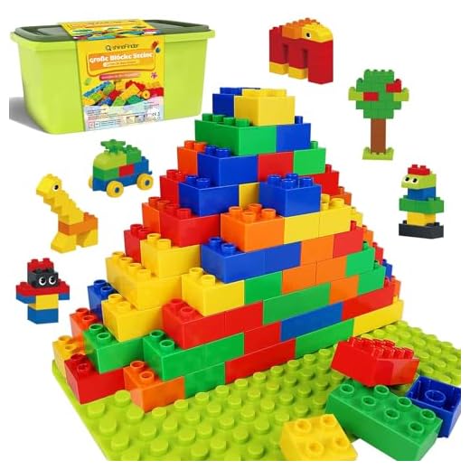 shineFinder Großen bausteine Set, Kompatibel mit Duplo Steine | Lernspielzeug mit Steinebox+ 2 Grundplatten | Kreatives Bauset Geschenk für Jungen Mädchen ab 3 Jahren
