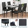 FDW | 5-Piece Dining Table Set | Black | Glass Kitchen Table with 4 Upholstered Chairs and Faux Leather Cushions | Space-Saving and Modern Design | for Dining Room, Easy to Assemble #3