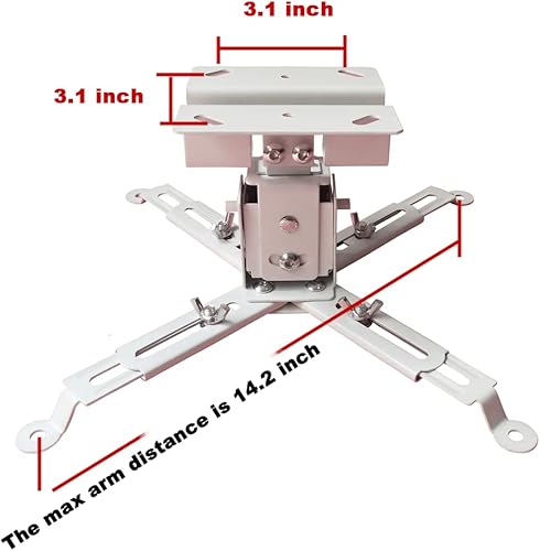 Miniatura 5 de Soporte universal para proyector de pared o techo con altura ajustable y brazos extensibles, soporte de proyección LCD DLP inclinable para el hogar