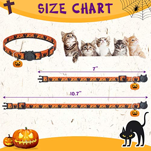 KOOLTAIL Coleira Breakaway para gatos com sinos – Pacote com 3 coleiras para gatos de Halloween com