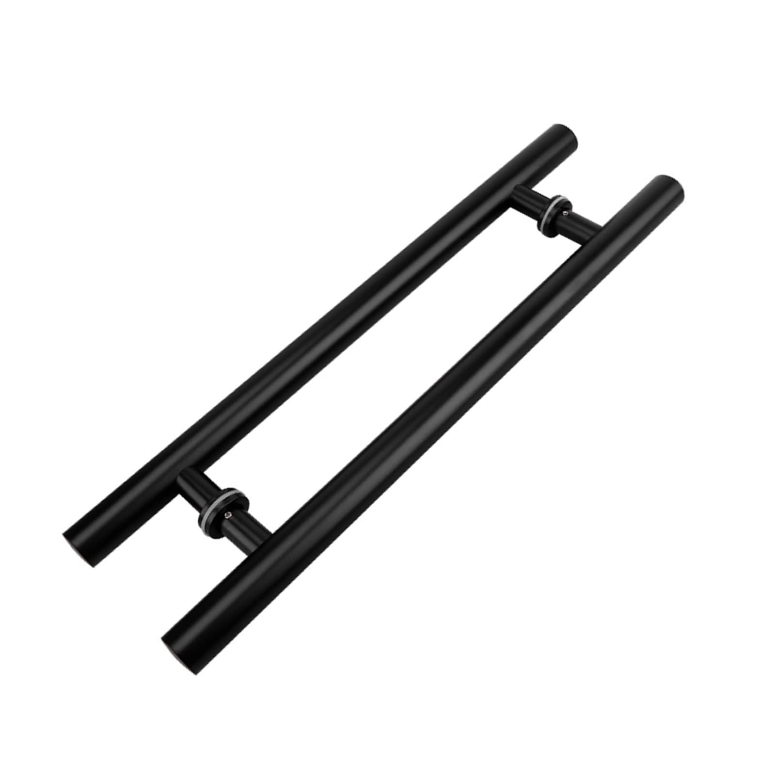 GYRAZXS Matte Black H Shape Sliding Barn Door Handle Set Double Sided Classic Round Handle Easy to Install 59" x 47"