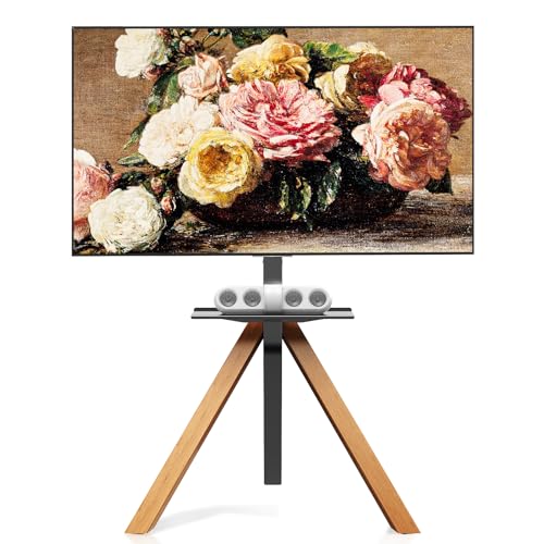 Chevalet trépied TV 32-75 po, pieds bois style minimaliste