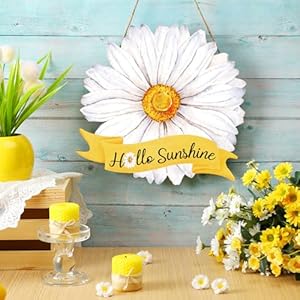 Yookeer hello summer door sign summer wreaths for front door hanger rustic wooden daisy wall decor flower flip flops welcome hanging sign for home office indoor outdoor decorationdaisy  urban country home decor