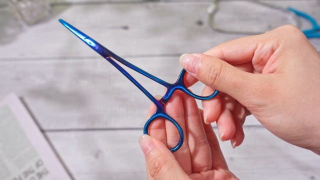 Image of BBTO Hemostat Curved and Straight Hemostat Forceps Piercing Pliers Forceps, Stainless Steel Straight and Curved Pliers, Fishing Tweezer(Blue,4 Pcs)