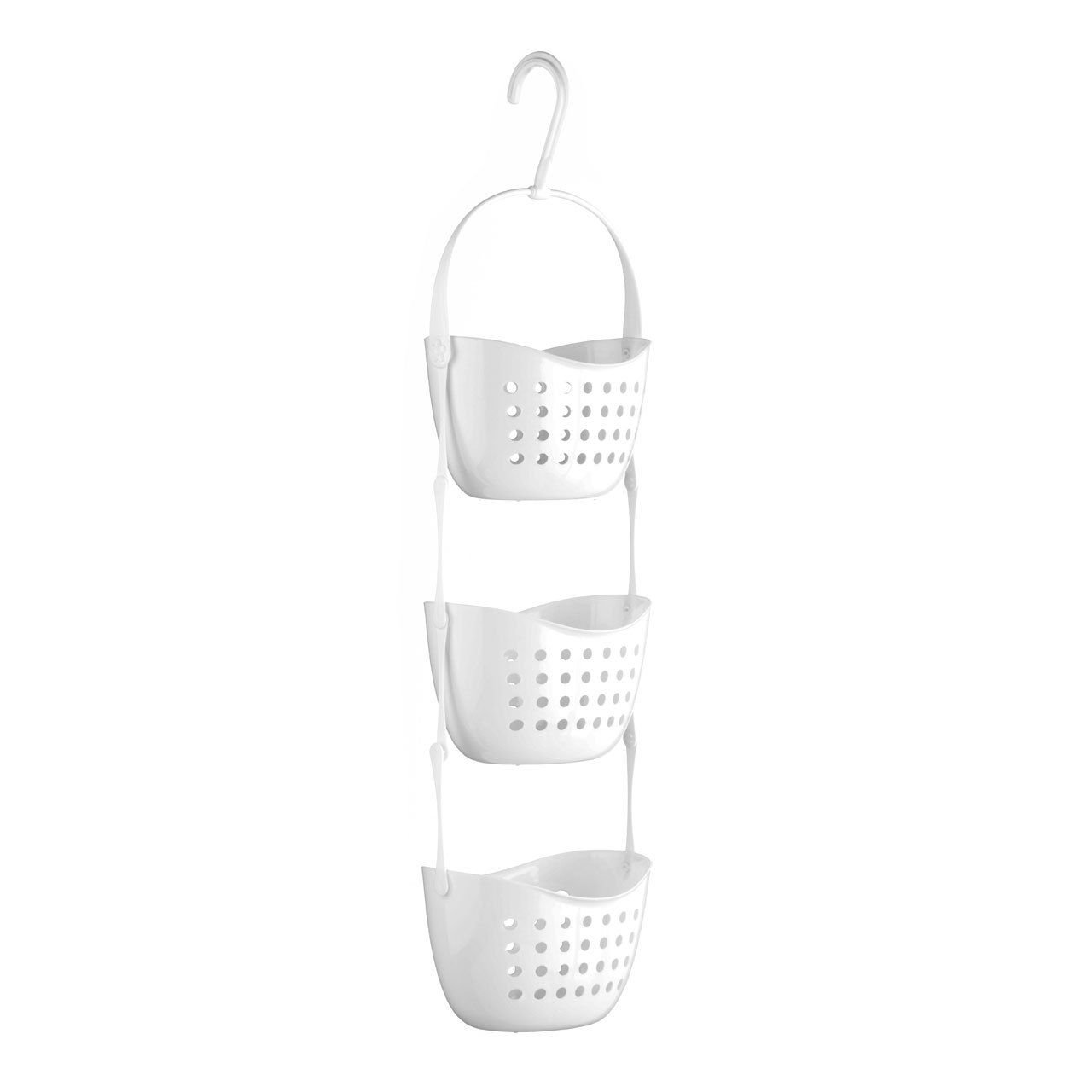 Top Home Solutions 3 Tier Shower Caddy Bath Rack Plastic Hanging Over Basket Unit Shower Organiser (White)