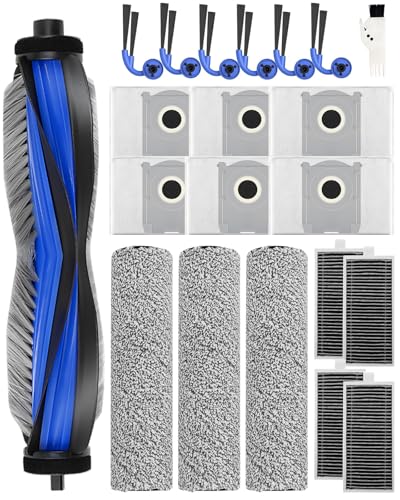 Image of 21Pcs Accessories Compatible with ECOVACS DEEBOT X9 PRO Omni Robot Vacuum and Mop Replacement Parts Includes 6 Dust Bags, 6 Side Brushes, 3 Roller Mops, 1 Main Brush