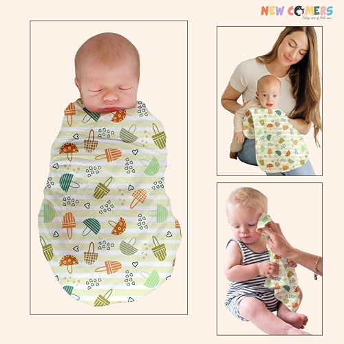 Image of NEW COMERS Baby Muslin Cloth Set | 6 Pcs Double Layered Pure Cotton Swaddle Wrap | Soft & Absorbent Baby Burp Cloth & Reusable Washcloth Towels, White (SBW 09)