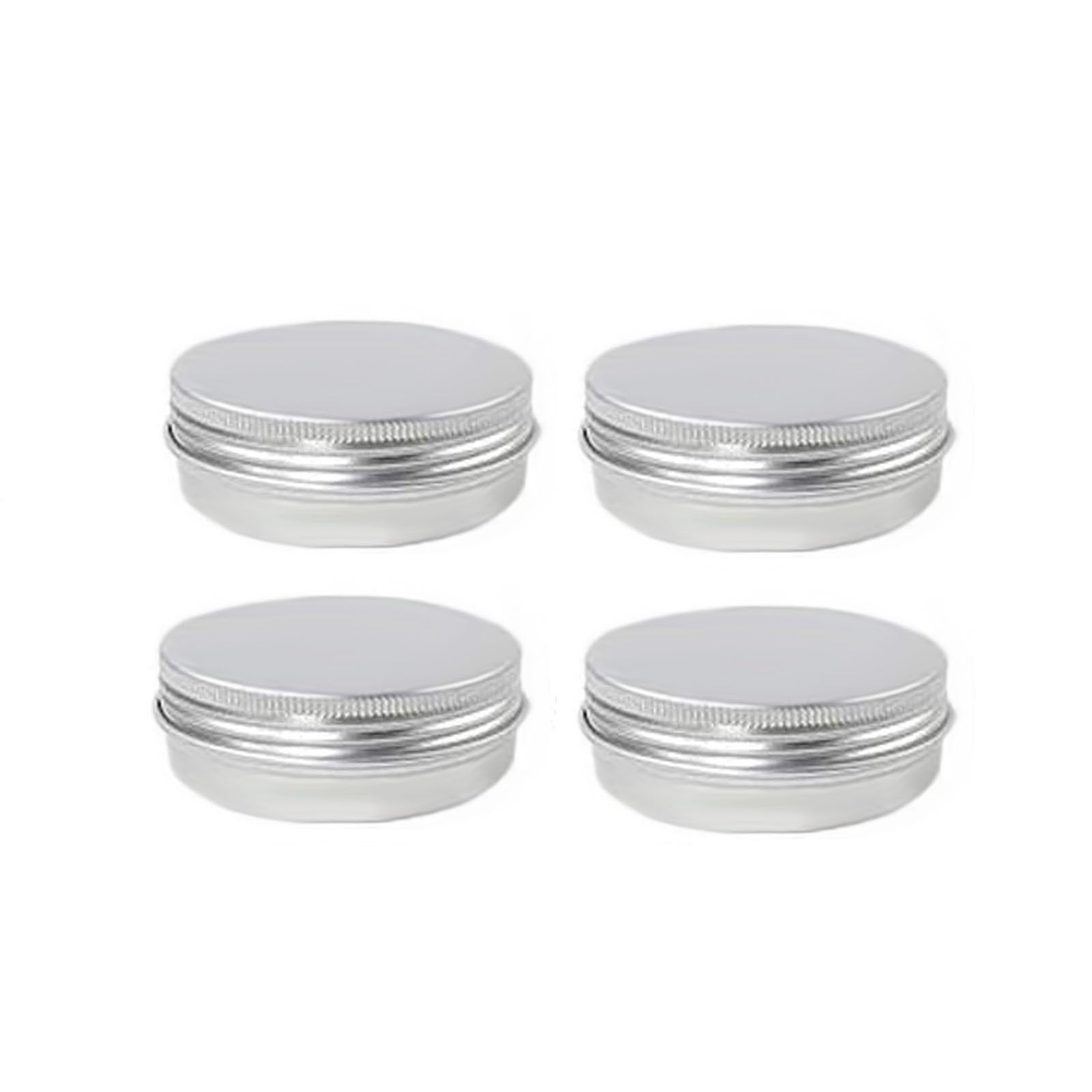 Tazweeq 4 Pack 2 Oz Metal Round Tins Aluminum Tin Cans Containers with Screw Lid for Salve, Spices or Candies, Kitchen & Office Use, Slvery