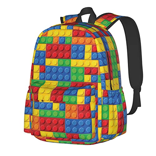 Daily Backpack Colorful Bricks Backpacks Travel Laptop Daypack 17 inch Bags for Men Women