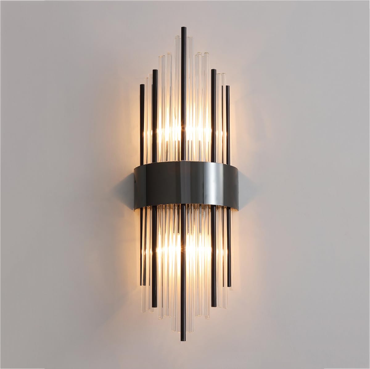 Theopractick Modern Crystal Wall Sconce Lights, Indoor Wall Lights, Living Room, Bedroom Hallway Night Light Decor (Black)