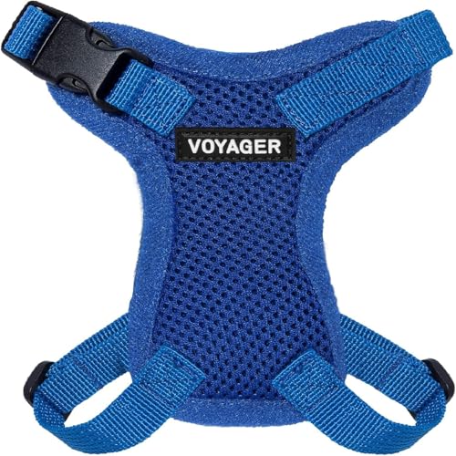 Image of Voyager Escape-Proof Step-in Lock Cat Harness & 5ft Neoprene-Handle Leash Set All-Weather Mesh with Reflective Stitching for Small to Large Cats by Best Pet Supplies, Royal Blue, XXS