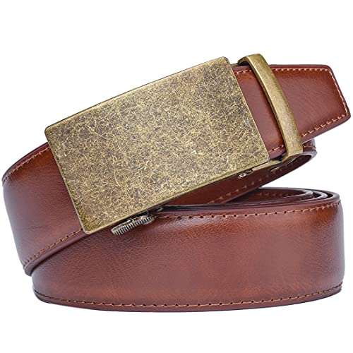 Image of Beltox Men Leather Belt w Slide Ratchet Interchangeable Buckle