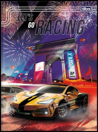 Kit de Caderno, Brochura Universitário, Capa Dura, X-Racing, 80 Folhas, Tilibra, Pacote com 5 Unidad