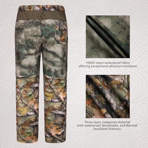 Image of UIIHUNT Hunting Clothes for Men with Fleece Lining: Safety Strap Compatible Water Resistant Silent Hunting Jacket and Pants