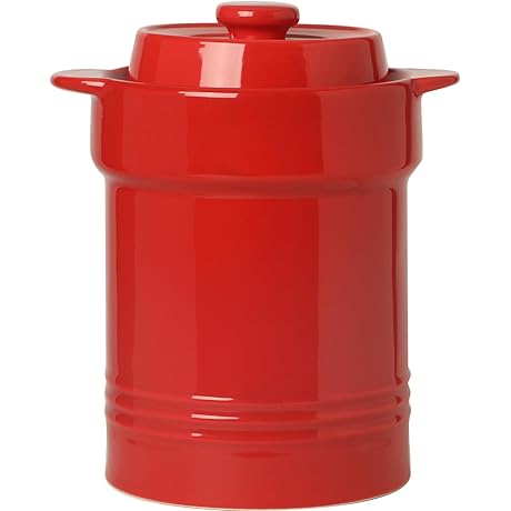 Deluxe Sauerkraut Fermentation Crock 0.5 Gallon Red