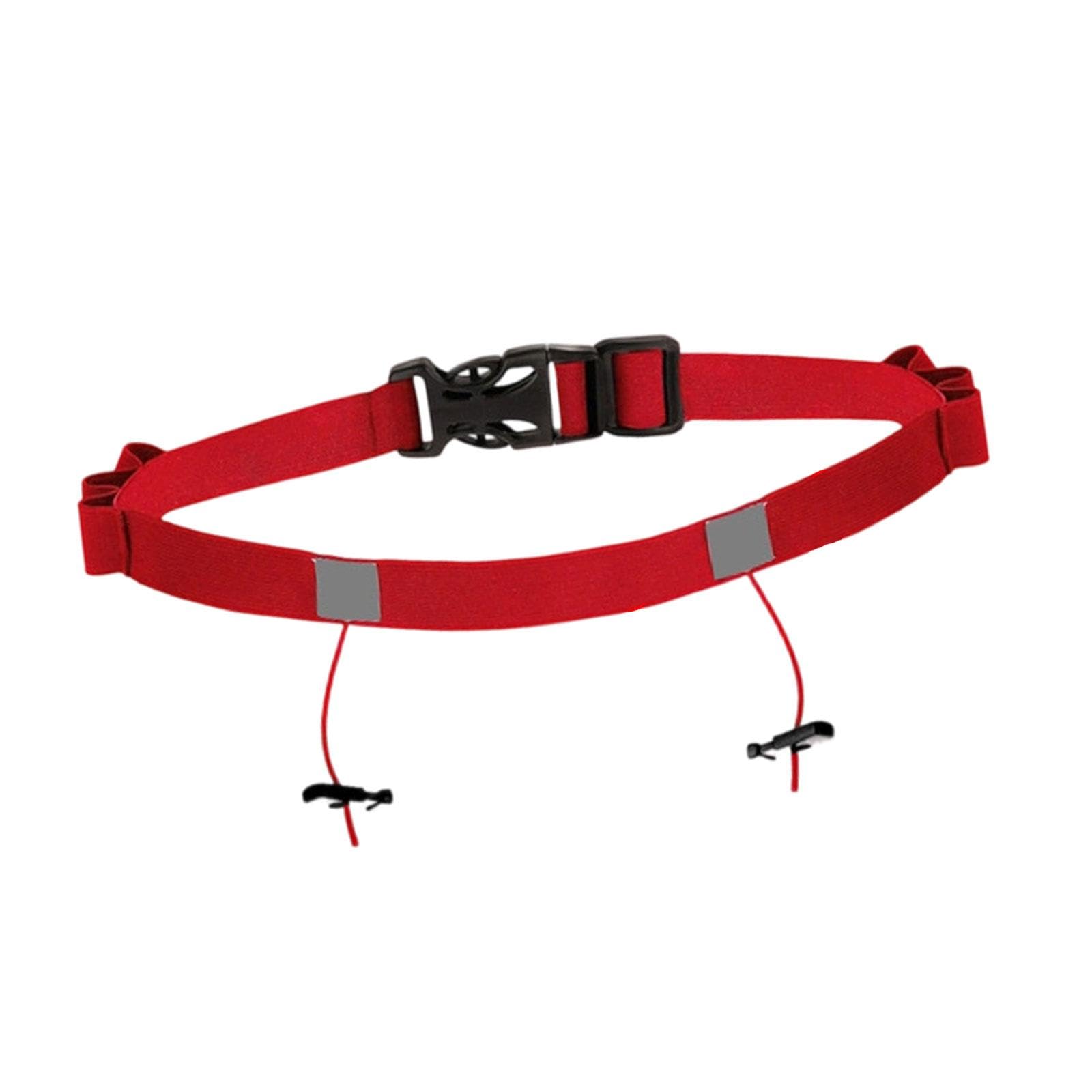 Triathlons Race Number Belt with Loop Adjustable Athletes Running Bib Holder Red-image-43