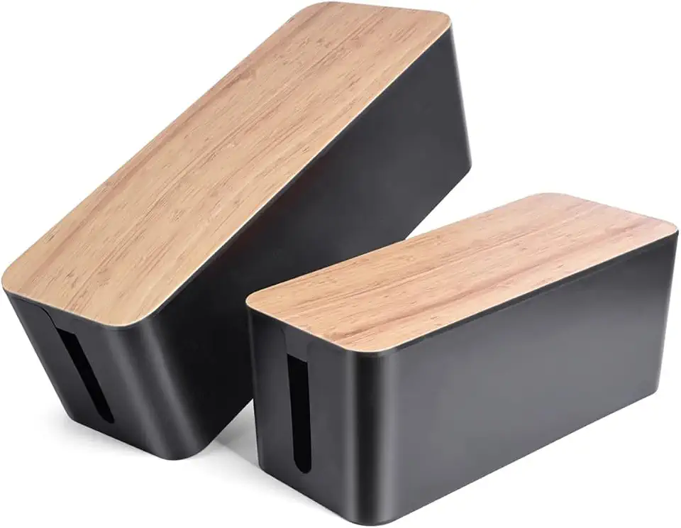 Cable Management Box Setes of 2 Cable Organizer Boxes for Extension Cord Power Stripe Surge Protector Wire Management Organizer Cover Hider for Desk Home Office Kitchen