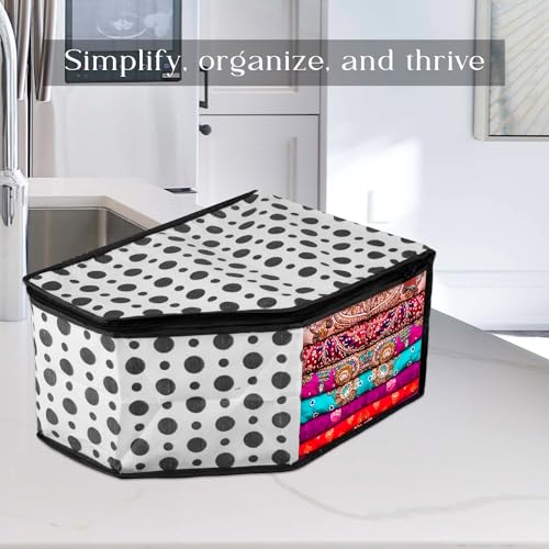 Image of Urbane Home Blouse Cover | Clothes Storage Bag | Zipper Wardrobe Organizers | Non-Woven Clothes Organiser | Side Transparent Blouse Organizer | Dot-Design | Pack of 6 | Black