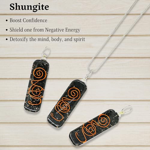 Amazing Gemstone Shungite Orgone Healing Pendant Necklace for Protection for Men Women with Adjustable Cord3