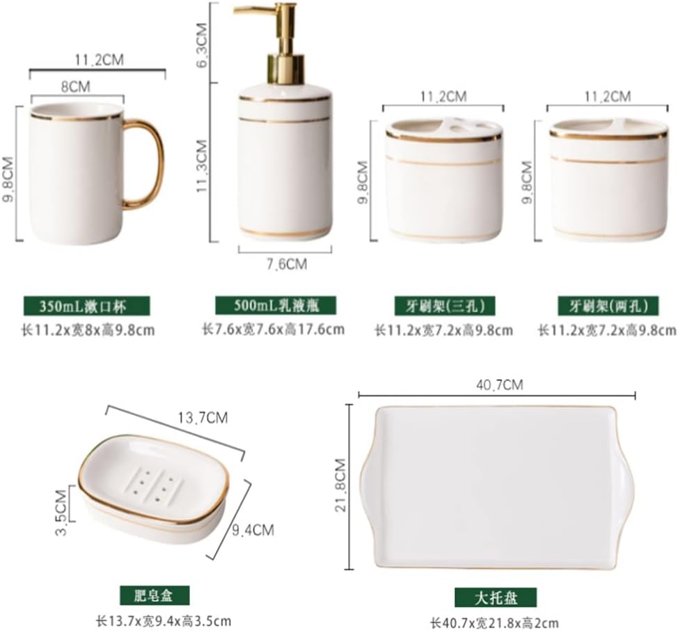 Washing Set Ceramic Bathroom Five-piece Nordic Supplies Household Toothware Mouthwash Cup