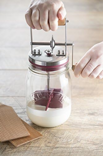 Kilner Churner, 1 Litre Capacity, Makes Homemade Butter in Minutes, Easy to Use with Instructions & Recipes Included,Transparent