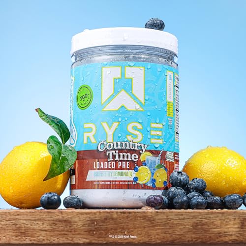 Image of RYSE Loaded Pre Workout Powder - Country Time Blueberry Lemonade - Daily Pre-Workout for Men & Women with 300mg Caffeine, Beta Alanine, and Citrulline for Pump, Focus, and Energy - 30 Servings