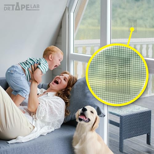 DR.TAPELAB, Grey Window Screen Repair Tape, 4 in X 15 FT, Screen Repair Kit for Windows or Doors, Strong Adhesive Patch Kit Fiberglass Mesh Tape - Thumbnail 4