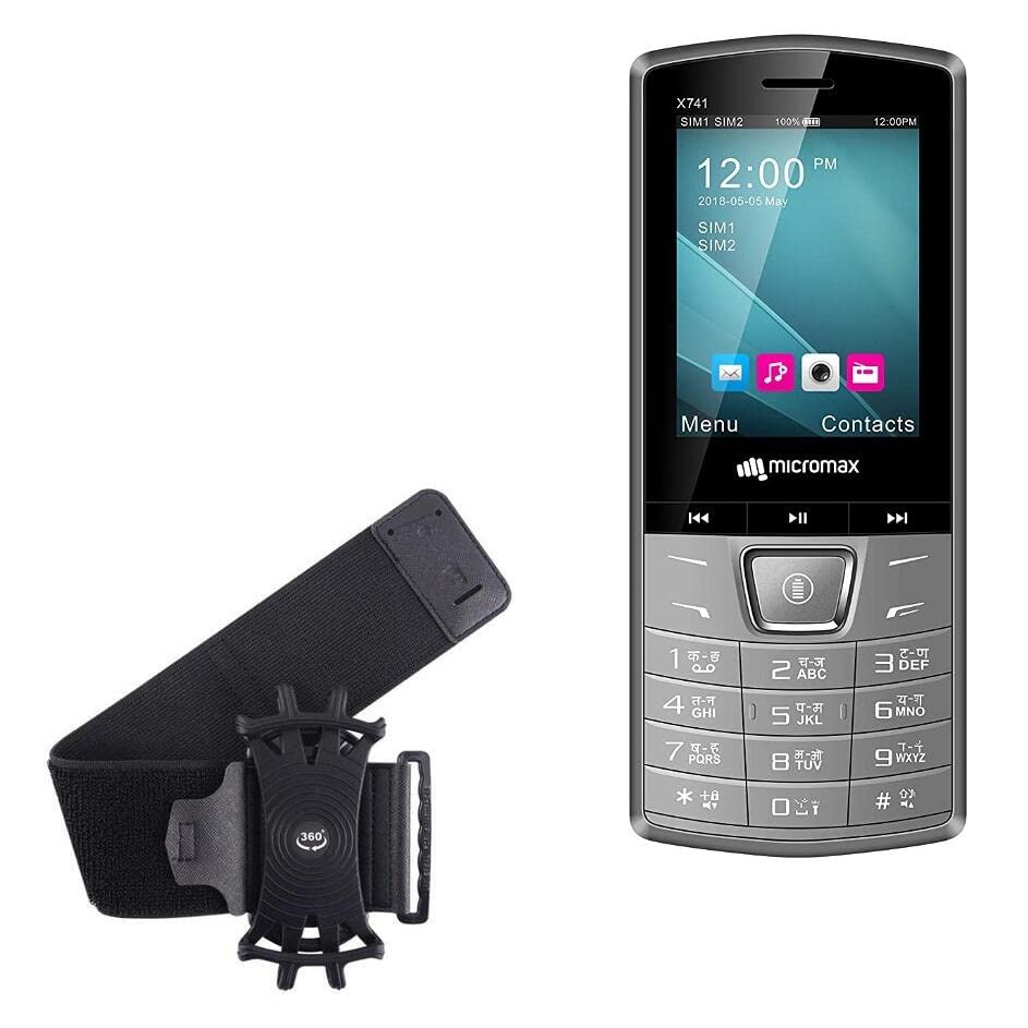 BoxWave Holster Compatible with Micromax X741 - ActiveStretch Sport Armband, Adjustable Armband for Workout and Running - Jet Black