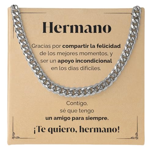 SOFIA FERRER Cadeaux Frère, Pendentif Homme, Cadeaux Ami Invisible, Cadeau Fils, Collier Acier Inoxydable, Cadeau Personnalisé Homme, Anniversaire, Noël, Saint-Valentin, mediano, Acier inoxydable, Pas