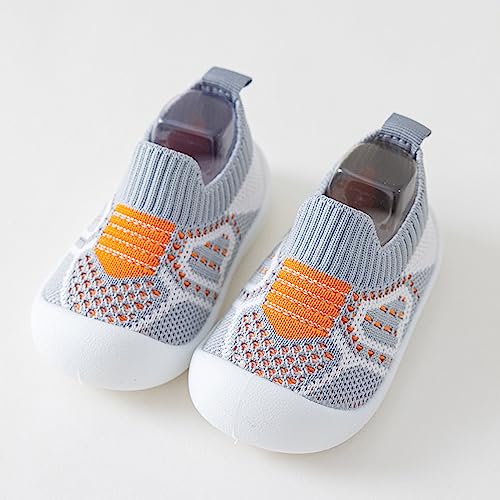 Baby First Walking Shoes Infant Boys Girls Socks Toddler Breathable Cartoon Mesh The Floor Socks Non-SIip Tennis Shoes (Grey, 18-24 Months)3