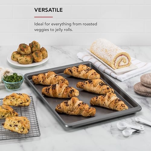 KitchenAid 9x13in Nonstick Aluminized Steel Baking Sheet, Contour Silver - Thumbnail 2