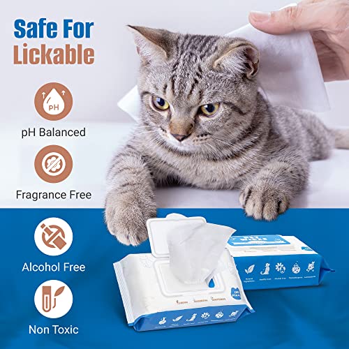 Pet Wipes for Dogs and Cats - 200 Count (2 Packs) Unscented Cat Cleaning Wipes - Plant-Based, Large & Thick for Paws, Butt, Face & Body - Fast Bath Puppy Wipes with Vitamin E & Chamomile - Image 7