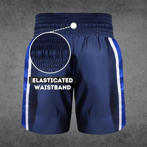 Foto von Farabi Sports Muay Thai Short - Kickboxen Hose zum Training, Käfigkämpfen, Übung, Trauben, Lauf- und Kampfkunst Thaiboxen Hose (Navy Blue, XL)