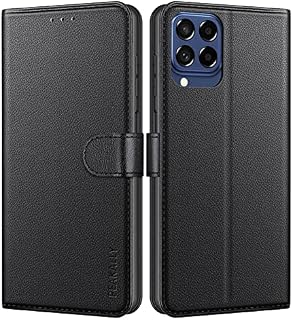 Peakally Compatible with Samsung Galaxy M33 5G Case, Premium Faux Leather Wallet Case Flip Cover for Samsung Galaxy M33 5G [Card Slots] [Kickstand] [Magnetic Closure]-Black