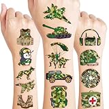 96 PCS Military Camo Pre-Cut Temporary Tattoos for Kids | Super Cute Military Themed Birthday Party Favors, Supplies, Decorations, Fake Tattoo Stickers, School Rewards & Gifts Boys & Girls, Carnival