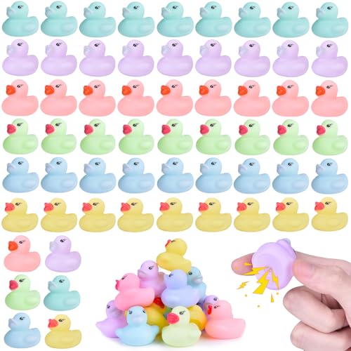 60 Pcs Rubber Ducks Bath Toy Multicolor Mini Rubber Duck Bulk Float Duck Baby Bath Toy Shower Birthday Party Christmas Favors Gift