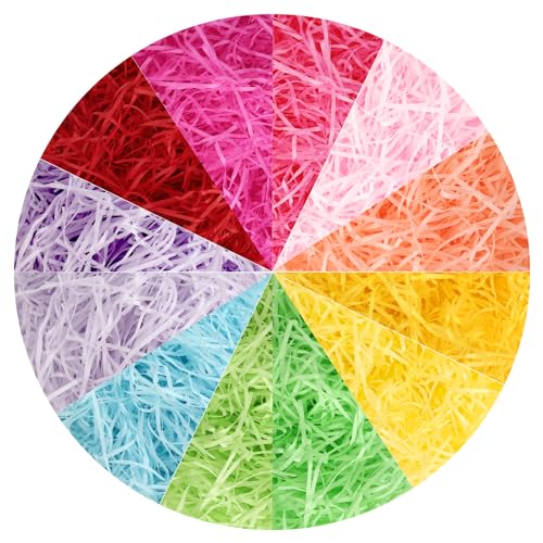 240g Rafia Relleno Cajas Regalo, 12 Colores Papel Tisú Triturado, Paja Decorativa para Regalo, Virutas Papel para San Valentín, Bodas, Envolver Regalos