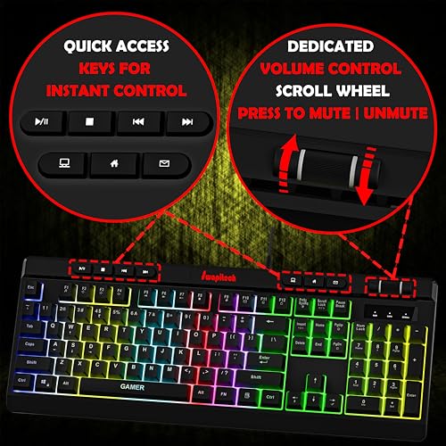 Image of Gamer Programmable RGB Gaming Keyboard | 26 Anti-Ghosting Keys | Windows Lock Key | 11 RGB Backlight Mode with Music Sync Mode | 7 LED Speed & Brightness Levels | 1.8 M Braided Cable