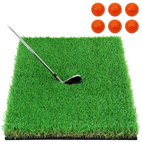 GolfStyle ゴルフマット 45mm ラフ芝 ゴルフ 練習 マット 素振り スイング アイアン アプローチ Rough Turf 練習器具 室内 屋外 人工芝 SBR 50×75cm ラフ 芝生 ゴルフボール Pボール (オレンジ)