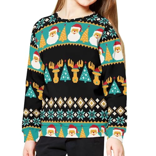 Modysero Novelty Pattern Regular Comfy Soft Christmas Sweatshirt for Kids Fall Winter Long Sleeve Hoodies Pullover Tops