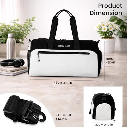 Image of Storite Multipurpose Travel Duffle Bag, Lightweight Luggage Bag with Shoe Compartment, Water Resistance, Overnight Bag with Mesh & Zipper Pockets for Traveling, Gym & Weekend Trips (Grey, 48x30x22cm)