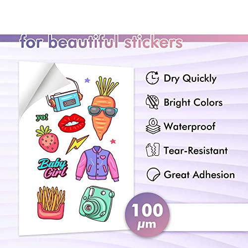 Midautoo 24 Sheets Vinyl Sticker Paper For Inkjet Printer - Printable Glossy Sticker Paper And Holographic Laminate Sheets #TOP1