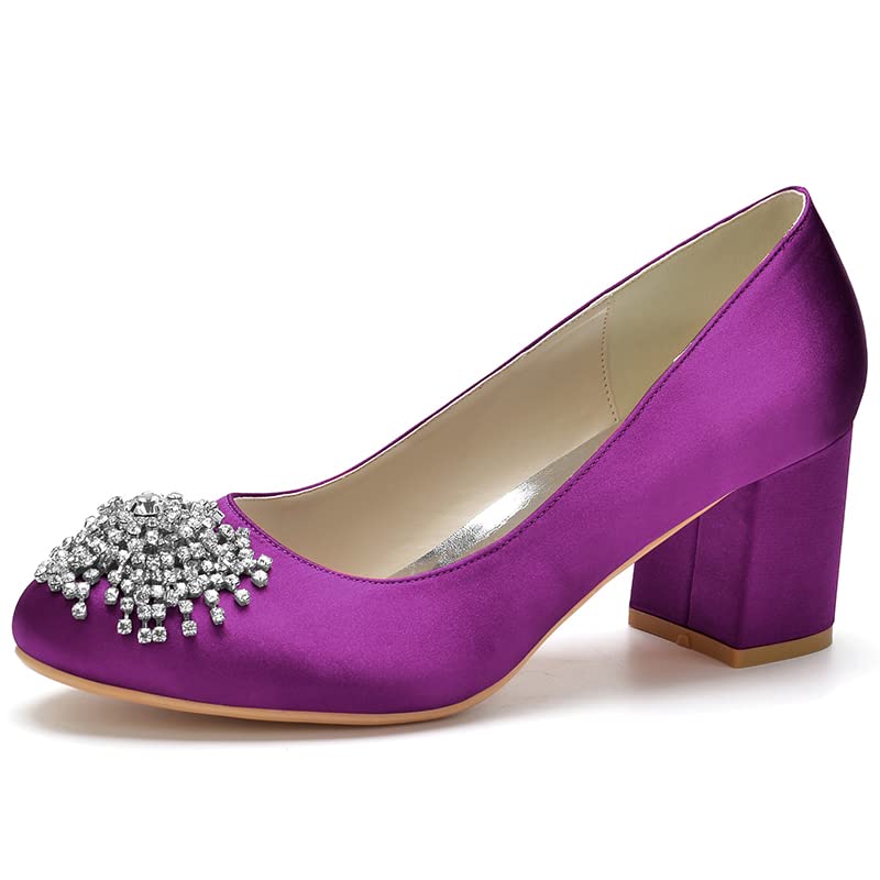 Escarpins violets confortables à bout rond et talon épais 6 cm pour soulager vos pieds