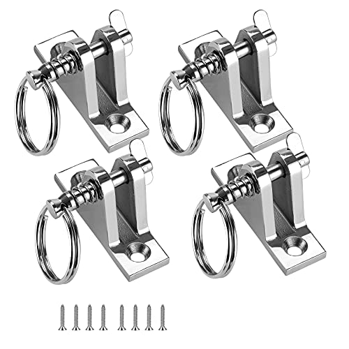 TINGZHIGO Bimini Top Deck Hinge with Quick Release pin, Bimini Top Fitting Hardware 90° Deck Hinge, 316 Stainless Steel, Installation Screws(4 Packs)